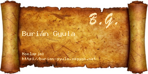 Burián Gyula névjegykártya